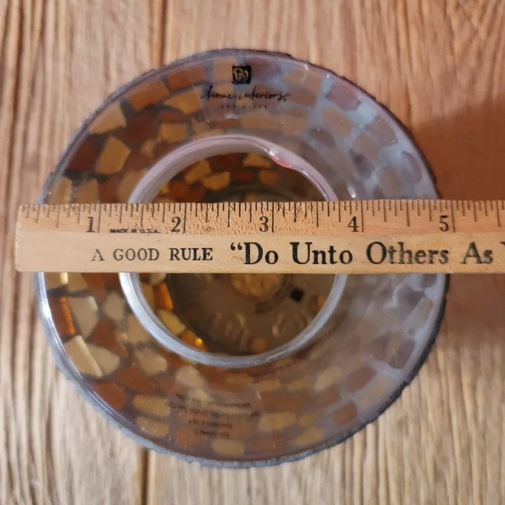 Vintage Home Interiors Amber Mosaic Glass Candle Shade